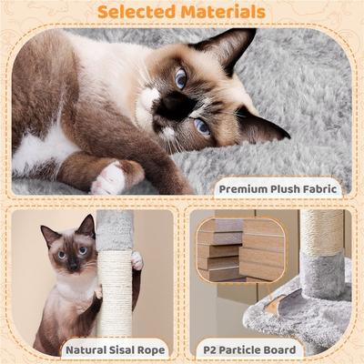 Show full view: Yaheetech Activity Town 53.5-in Plush Cat Tree, Light Gray slide 6 of 9