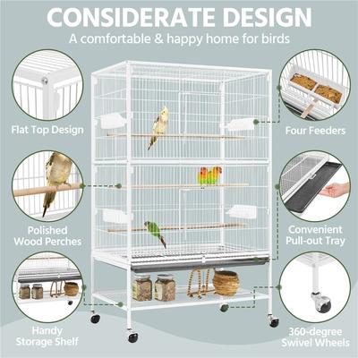 Show full view: Yaheetech Bird Cage, Hammered White, 52-in slide 4 of 8