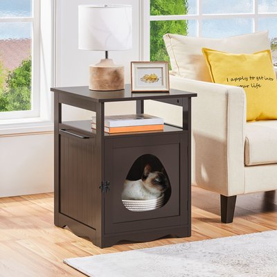 Yaheetech Yaheetech Box Furniture with Open Shelf Cat Litter Box, Espresso, Medium