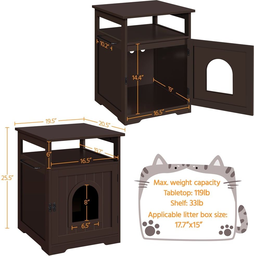 Yaheetech Box Furniture with Open Shelf Cat Litter Box