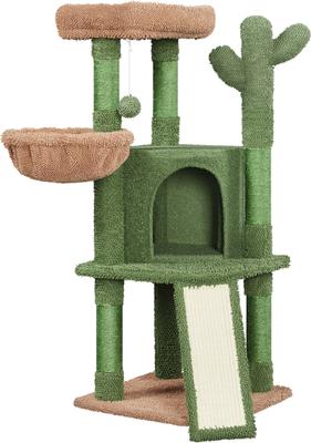 Show full view: Yaheetech Cactus 42-in Plush Cat Tree, Green/Brown slide 3 of 10