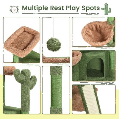 Show full view: Yaheetech Cactus 42-in Plush Cat Tree, Green/Brown slide 5 of 10