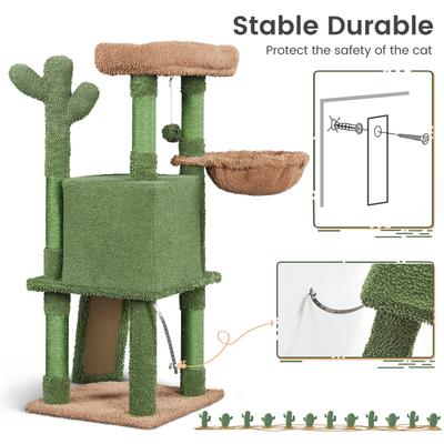 Show full view: Yaheetech Cactus 42-in Plush Cat Tree, Green/Brown slide 9 of 10