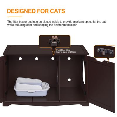 Show full view: Yaheetech Cat Litter Box Enclosure, Large, Espresso slide 7 of 9