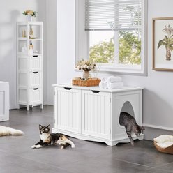 Yaheetech Cat Litter Box Enclosure, Large, White