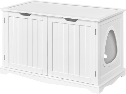 Show full view: Yaheetech Cat Litter Box Enclosure, Large, White slide 3 of 9