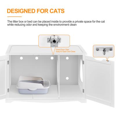 Show full view: Yaheetech Cat Litter Box Enclosure, Large, White slide 7 of 9
