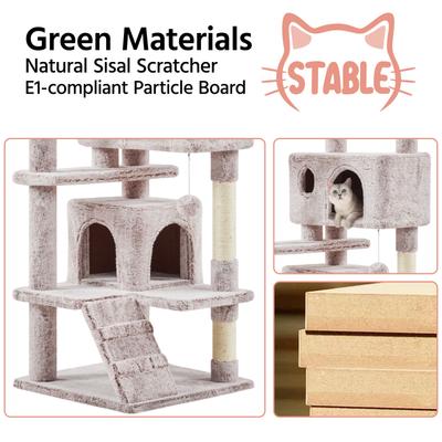 Show full view: Yaheetech Cat Scratching Tree, 54-in, Brown/White slide 9 of 11