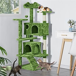 TSCOMON 55-in Plush Cat Tree with Hammock, Toy & Sisal Scratching Post