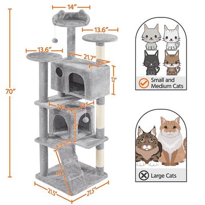 Show full view: Yaheetech Cat Scratching Tree, 70-in, Light Gray slide 3 of 9