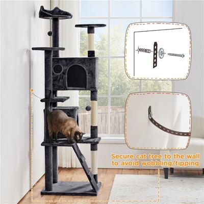 Show full view: Yaheetech Cat Scratching Tree, 80-in, Black slide 7 of 7