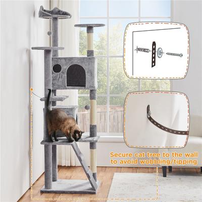 Show full view: Yaheetech Cat Scratching Tree, 80-in, Light Gray slide 7 of 7