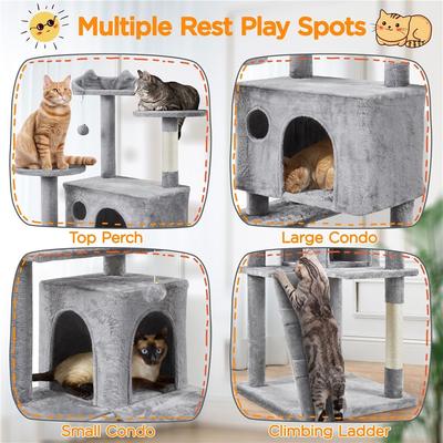 Show full view: Yaheetech Cat Scratching Tree, 80-in, Light Gray slide 4 of 7