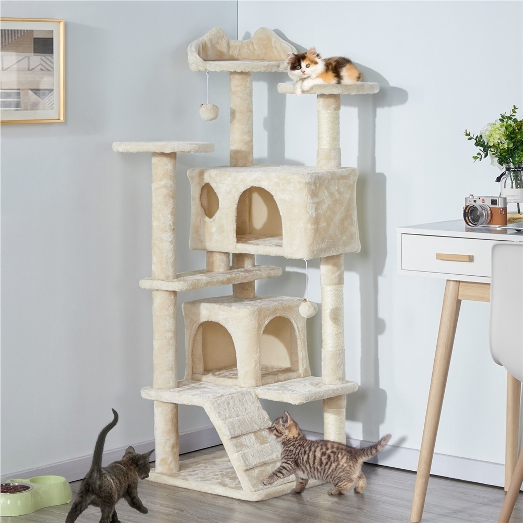 Yaheetech Cat Scratching Tree, Beige, 54-in