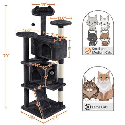 Show full view: Yaheetech Cat Scratching Tree, Black, Large, 70-in slide 8 of 9