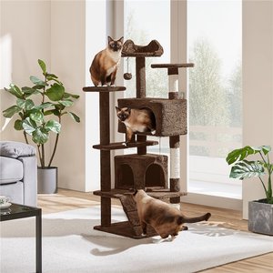 Yaheetech Cat Scratching Tree, Brown, 54-in