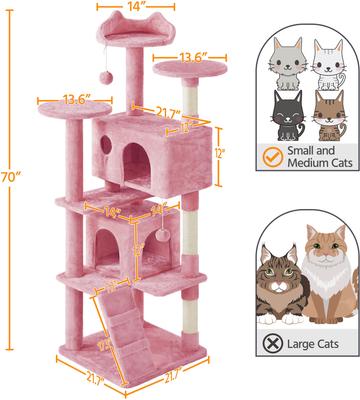 Show full view: Yaheetech Cat Scratching Tree, Large, Pink, 70-in slide 4 of 10