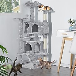 Yaheetech Cat Scratching Tree, Light Gray, 54-in