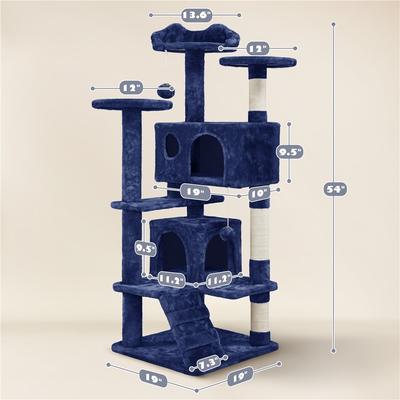 Show full view: Yaheetech Cat Scratching Tree, Navy Blue, 54-in slide 3 of 10