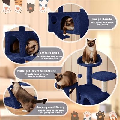 Show full view: Yaheetech Cat Scratching Tree, Navy Blue, 54-in slide 4 of 10