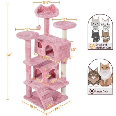 Show full view: Yaheetech Cat Scratching Tree, Pink, Medium, 54-in slide 3 of 10