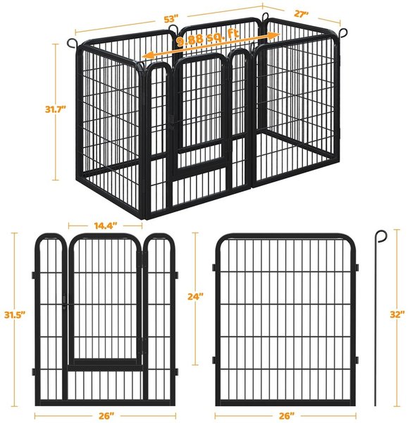 Show full view: Yaheetech Metal Dog Playpen, 6-Panel, 32-in slide 3 of 8