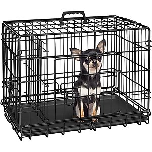 Yaheetech Double Door Collapsible Wire Dog Crate, Black, 24-inch
