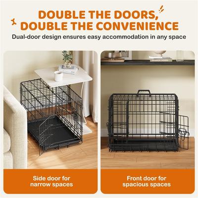 Show full view: Yaheetech Double Door Collapsible Wire Dog Crate, Black, 24-inch slide 5 of 8