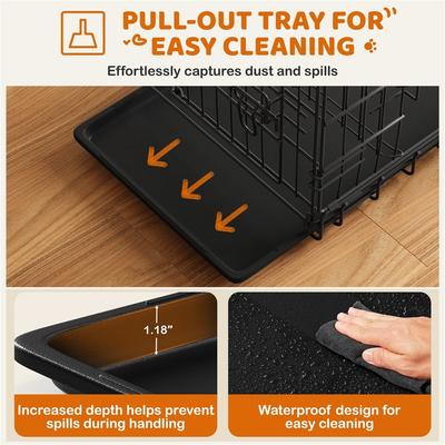 Show full view: Yaheetech Double Door Collapsible Wire Dog Crate, Black, 24-inch slide 7 of 8