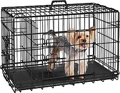 Yaheetech Double Door Collapsible Wire Dog Crate, Black, 30-inch