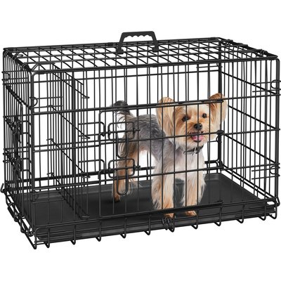 Yaheetech Double Door Collapsible Wire Dog Crate, Black, 30-inch