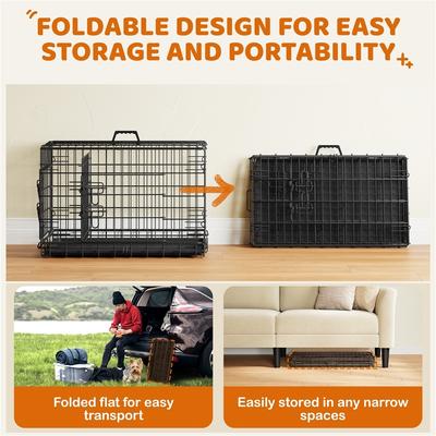 Show full view: Yaheetech Double Door Collapsible Wire Dog Crate, Black, 30-inch slide 7 of 9