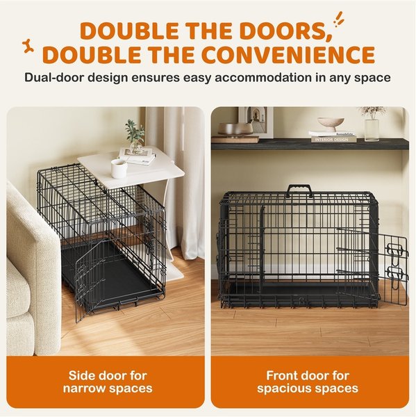Yaheetech Double Door Collapsible Wire Dog Crate, Black