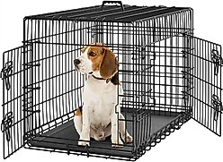 Yaheetech Double Door Collapsible Wire Dog Crate, Black, 36-inch