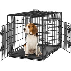 Yaheetech Double Door Collapsible Wire Dog Crate, Black, 36-inch