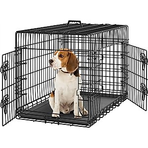 Yaheetech Double Door Collapsible Wire Dog Crate, Black, 36-inch