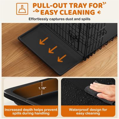 Show full view: Yaheetech Double Door Collapsible Wire Dog Crate, Black, 36-inch slide 7 of 8