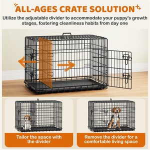 Yaheetech Double Door Collapsible Wire Dog Crate, Black, 36-inch