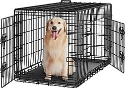 Yaheetech Double Door Collapsible Wire Dog Crate, Black, 42-inch