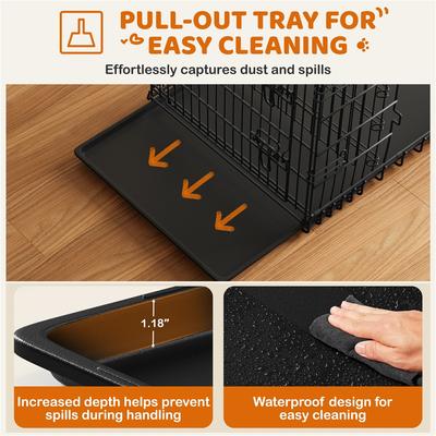 Show full view: Yaheetech Double Door Collapsible Wire Dog Crate, Black, 42-inch slide 7 of 8