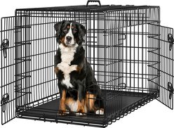 Yaheetech Double Door Collapsible Wire Dog Crate, Black, 48-inch