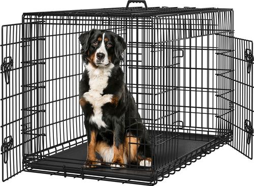 YAHEETECH Double Door Collapsible Wire Dog Crate, Black, 48-inch
