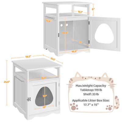 Show full view: Yaheetech End Table Cat Litter Box Enclosure with Wooden Structure Open Shelf slide 3 of 9