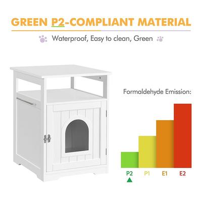 Show full view: Yaheetech End Table Cat Litter Box Enclosure with Wooden Structure Open Shelf slide 7 of 9