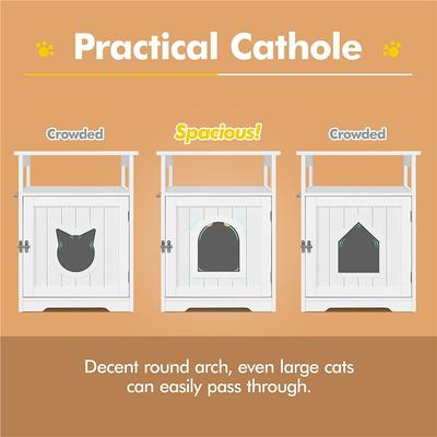 Show full view: Yaheetech End Table Cat Litter Box Enclosure with Wooden Structure Open Shelf slide 8 of 9