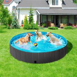 Yaheetech Foldable Outdoor Hard Plastic Dog & Cat Swimming Pool, Black, 3X-Large
