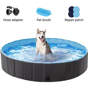 Yaheetech Foldable Outdoor Hard Plastic Dog & Cat Swimming Pool, Black, 3X-Large