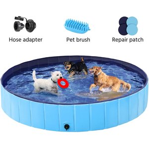 Yaheetech Foldable Outdoor Hard Plastic Dog & Cat Swimming Pool, Blue, 3X-Large