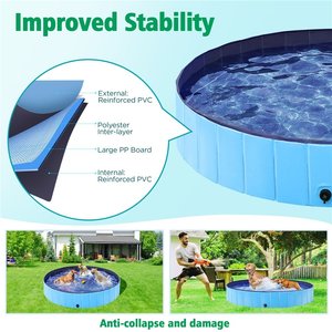 Yaheetech Foldable Outdoor Hard Plastic Dog & Cat Swimming Pool, Blue, 3X-Large