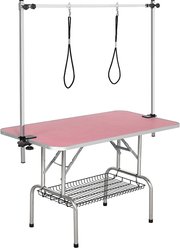 Yaheetech Foldable Retractable Bath Dog & Cat Grooming Table, Pink